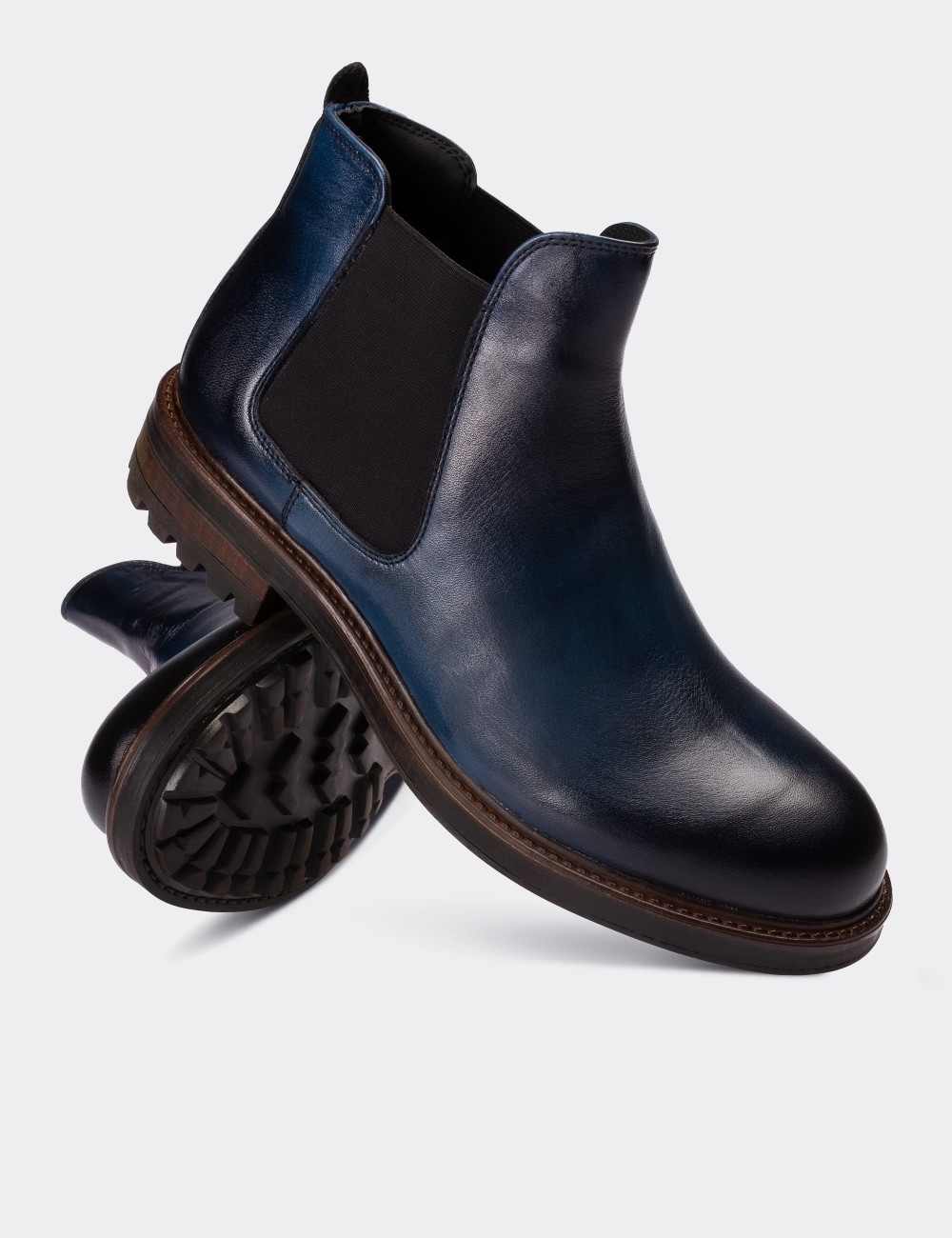 Blue  Leather Boots - 01620MMVIC04