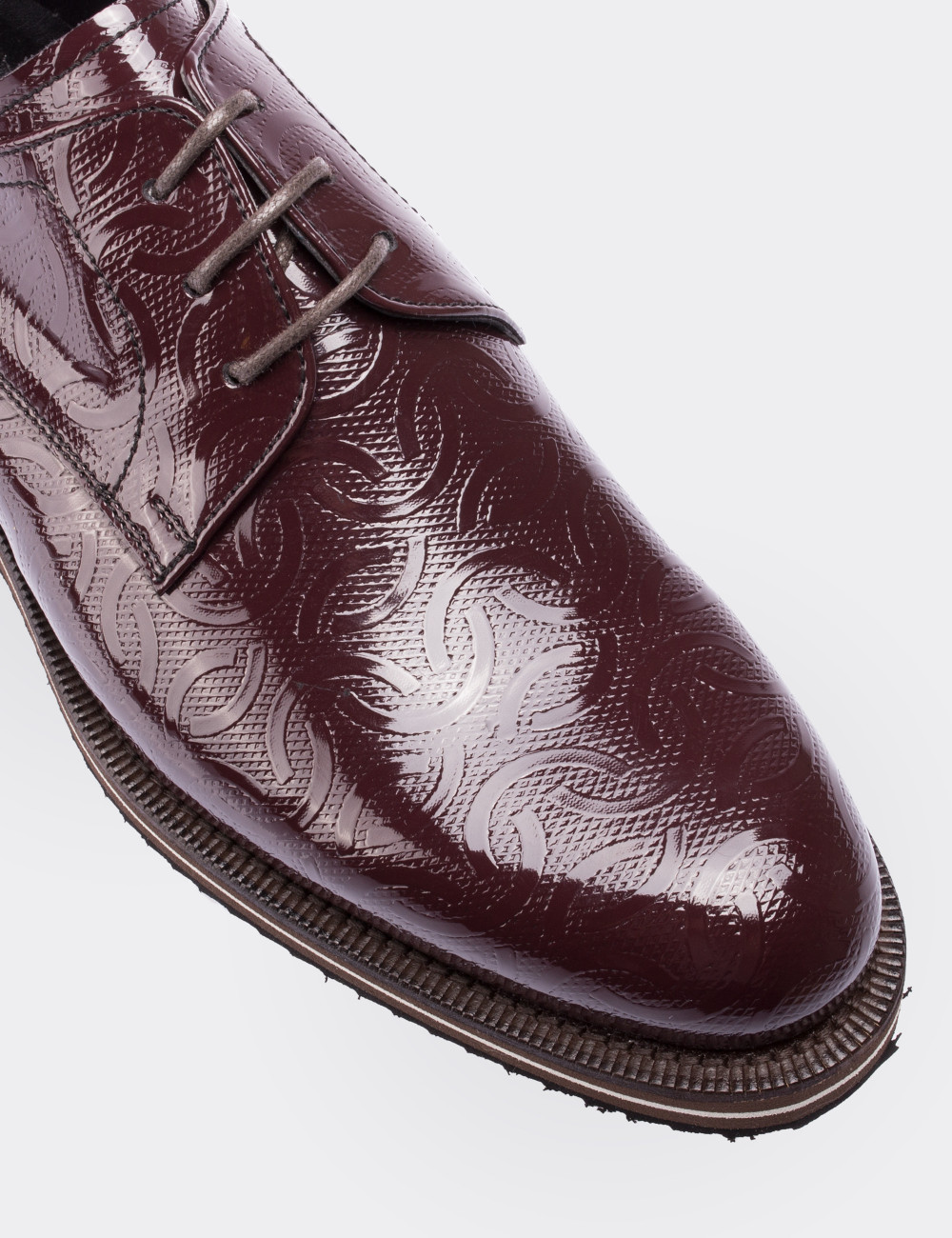 burgundy patent flat shoes