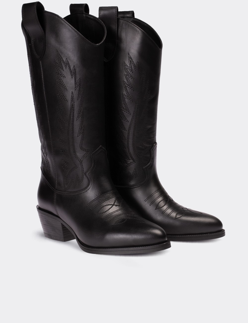 Black  Leather  Boots - E8001ZSYHC02