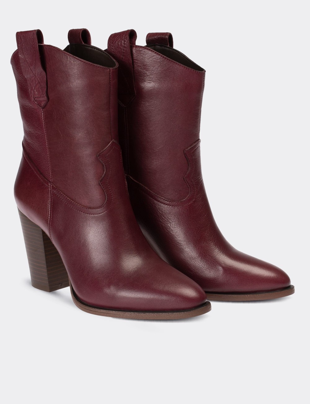 Burgundy  Leather  Boots - E4460ZBRDC02