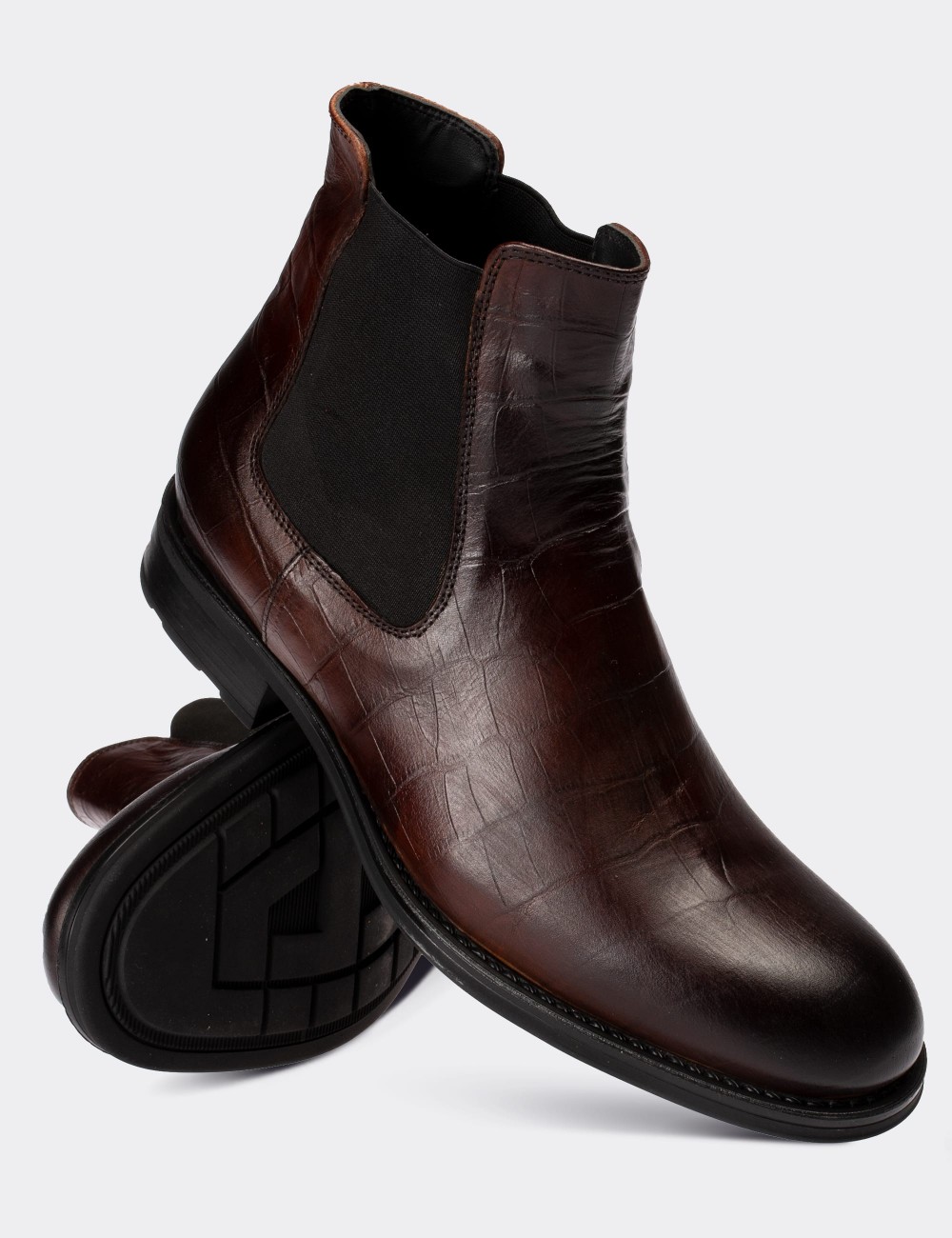 Brown  Leather Chelsea Boots - 01620MKHVC10