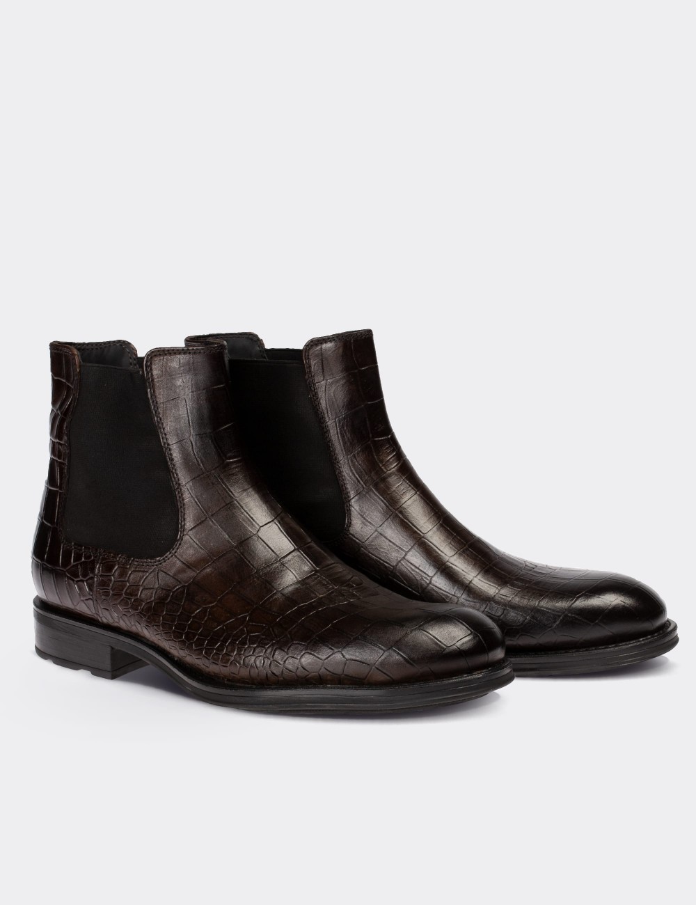 Brown  Leather Chelsea Boots - 01620MKHVC11