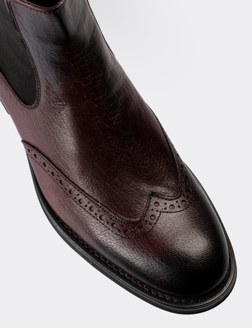 Burgundy  Leather Chelsea Boots - 01622MBRDC01