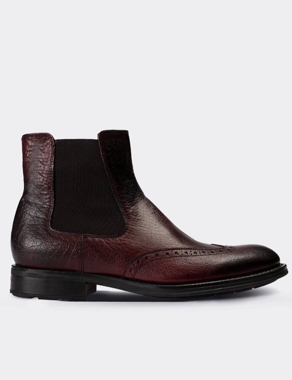 Burgundy  Leather Chelsea Boots - 01622MBRDC01
