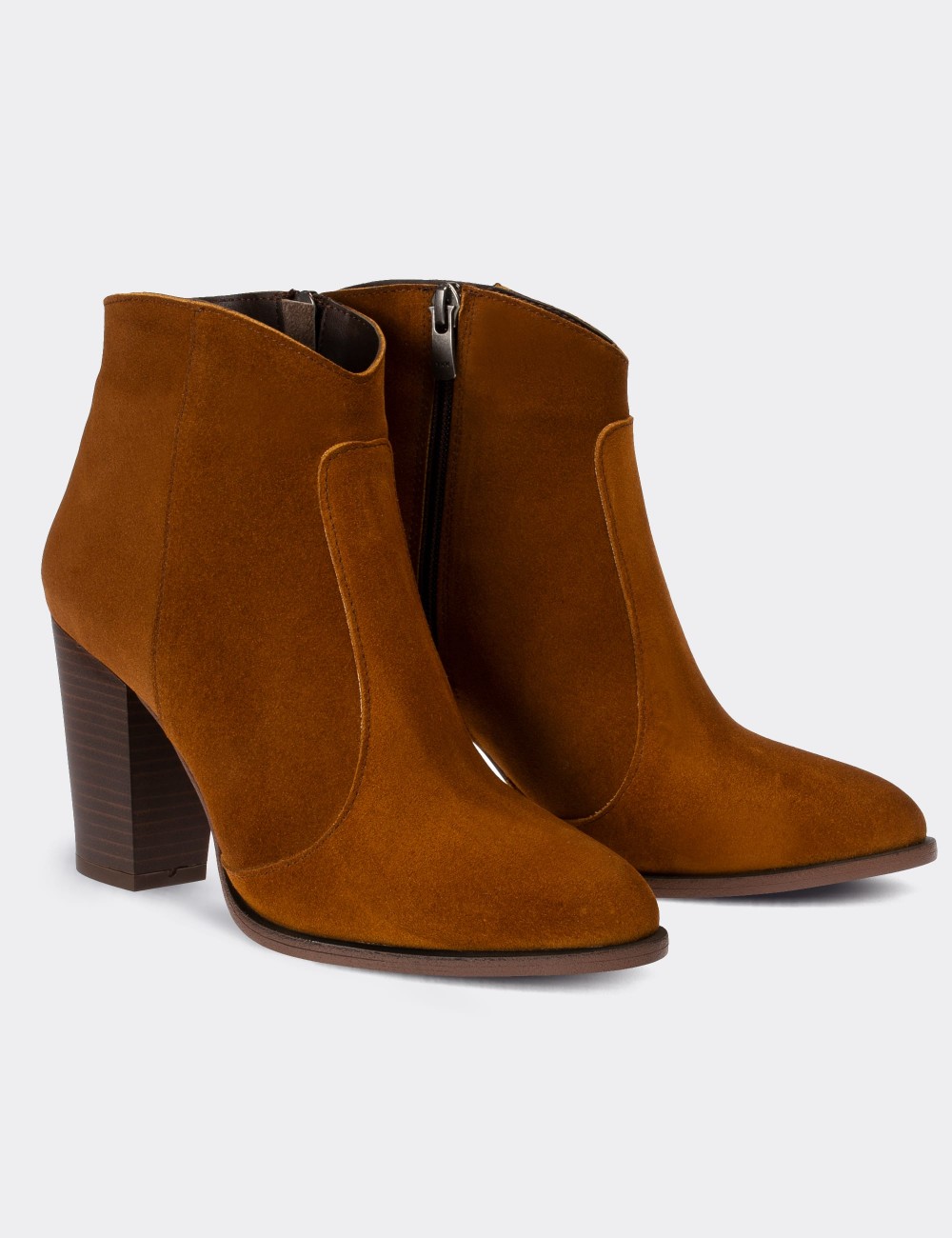 Tan Suede Leather  Boots - E4459ZTBAC01