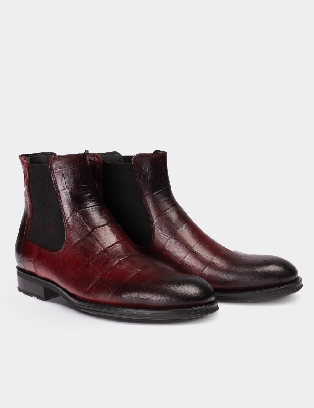 Burgundy  Leather Chelsea Boots - 01620MBRDC03