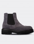Gray Suede Leather Chelsea  Boots