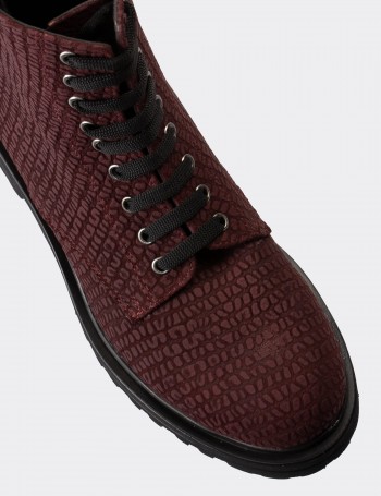 Burgundy Nubuck Leather Postal Boots - 01814ZBRDE01