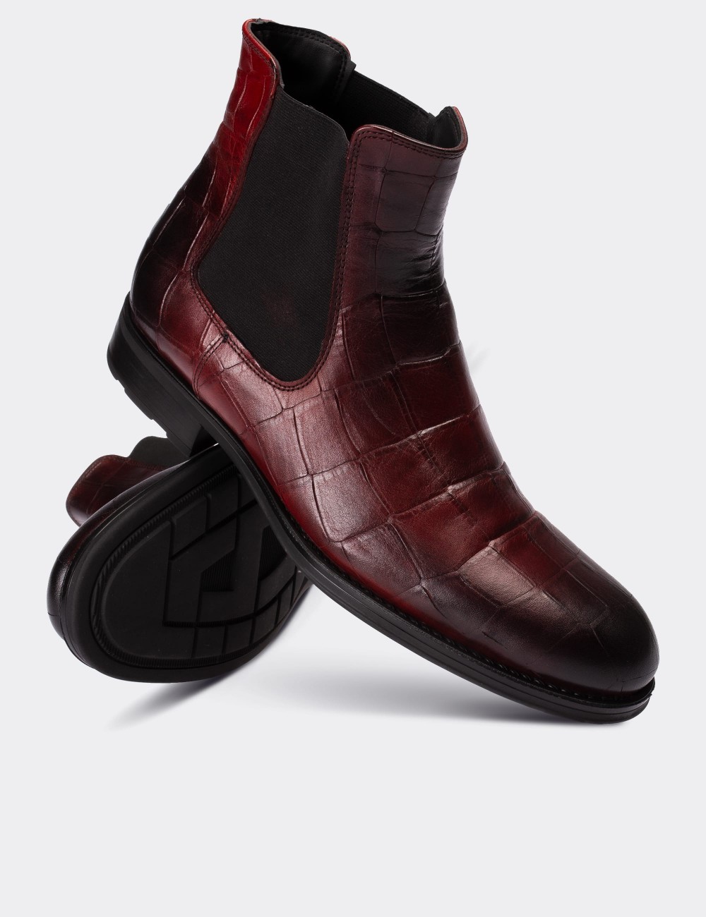 Burgundy  Leather Chelsea Boots - 01620MBRDC03