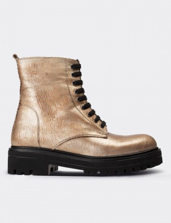 Gold  Leather Postal Boots - 01814ZALTE01