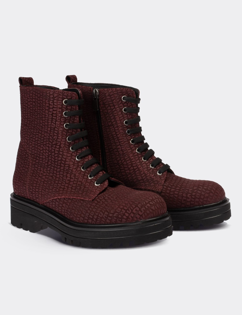 Burgundy Nubuck Leather Postal Boots - 01814ZBRDE01