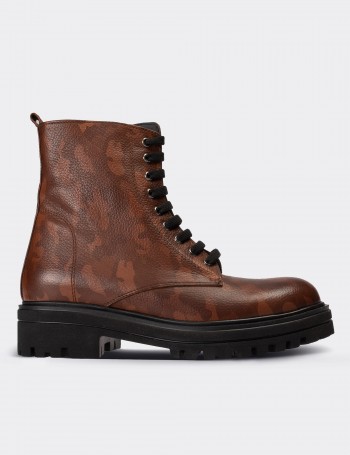 Brown  Leather Postal Boots - 01814ZKHVE01