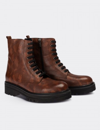 Brown  Leather Postal Boots - 01814ZKHVE01