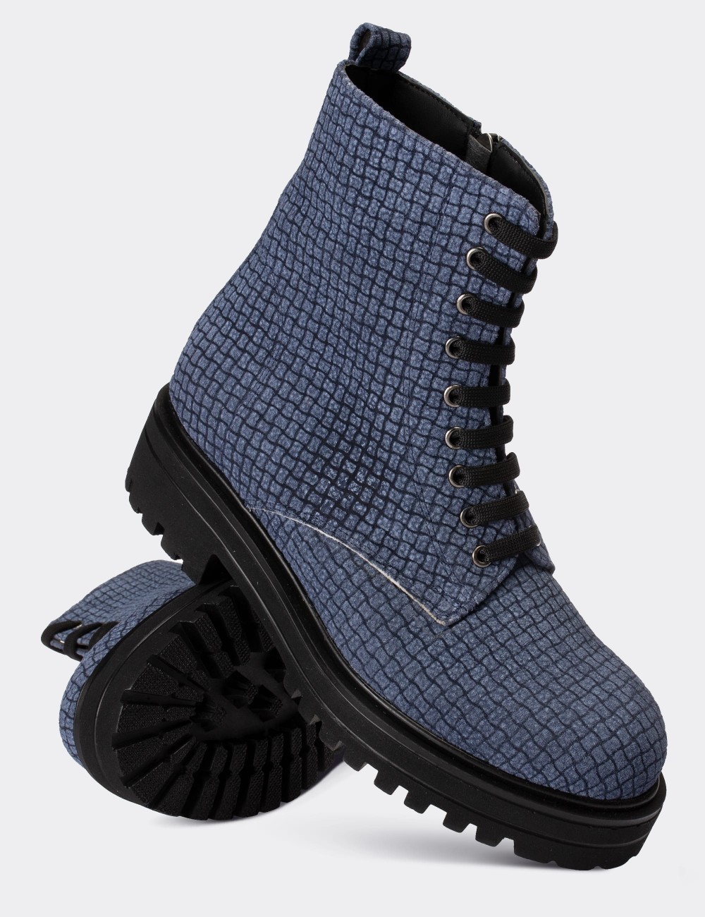 Blue Nubuck Leather Postal Boots - 01814ZMVIE03
