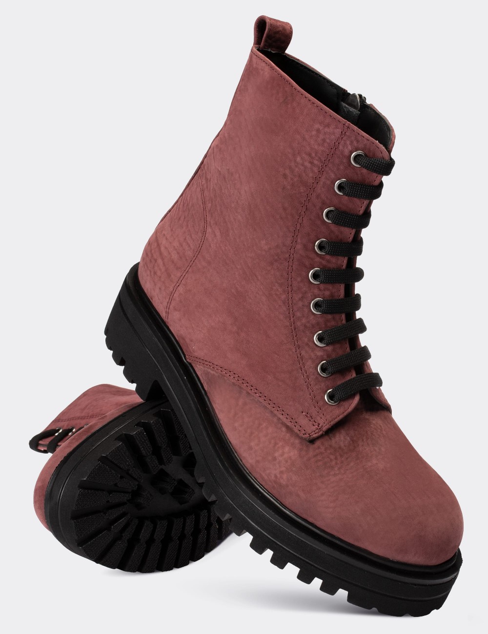 Pink Nubuck Leather Postal Boots - 01814ZPMBE01