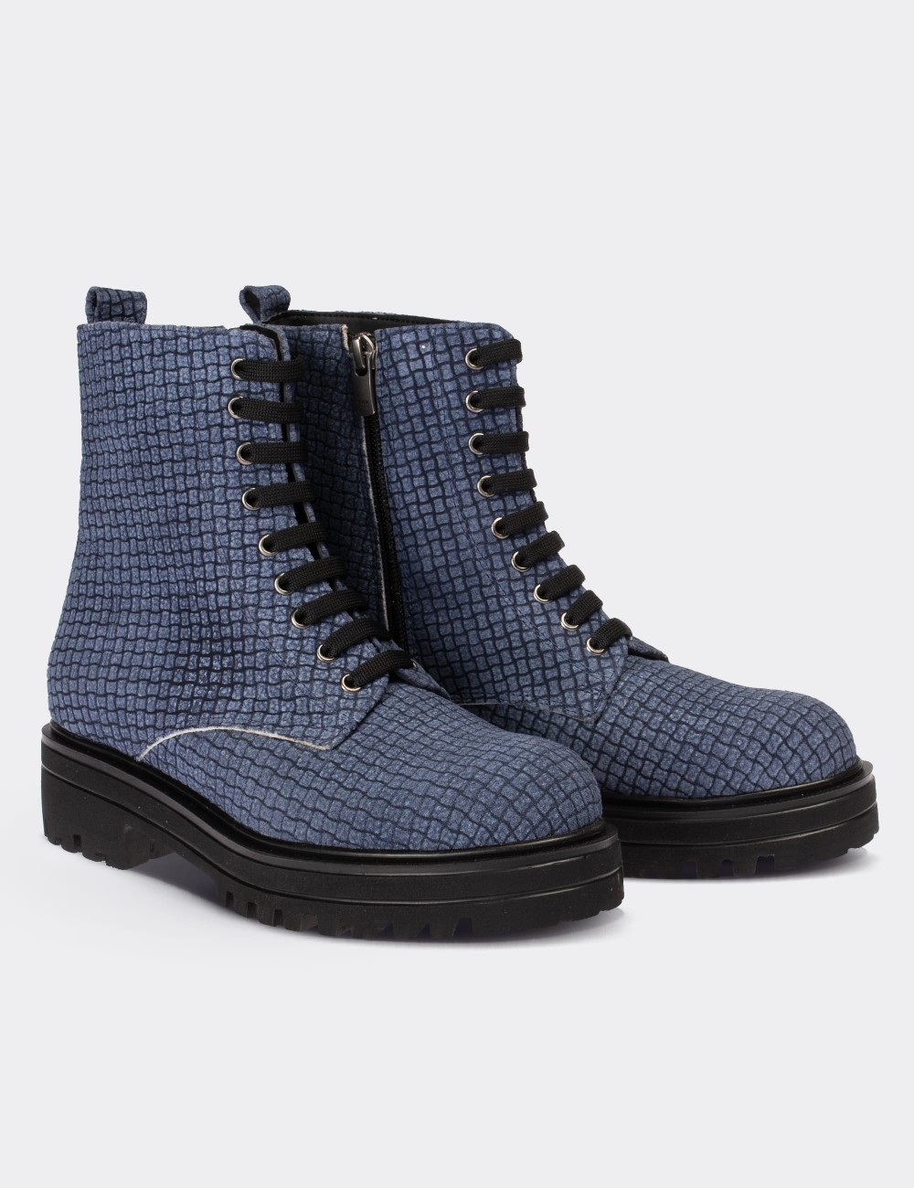 Blue Nubuck Leather Postal Boots - 01814ZMVIE03