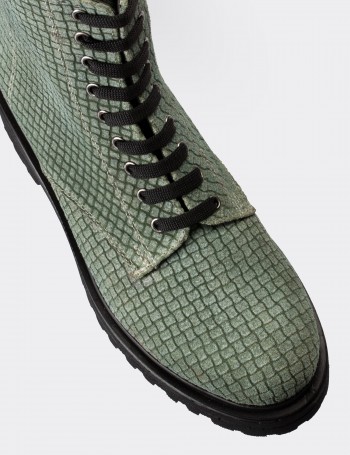 Green Nubuck Leather Postal Boots - 01814ZYSLE01