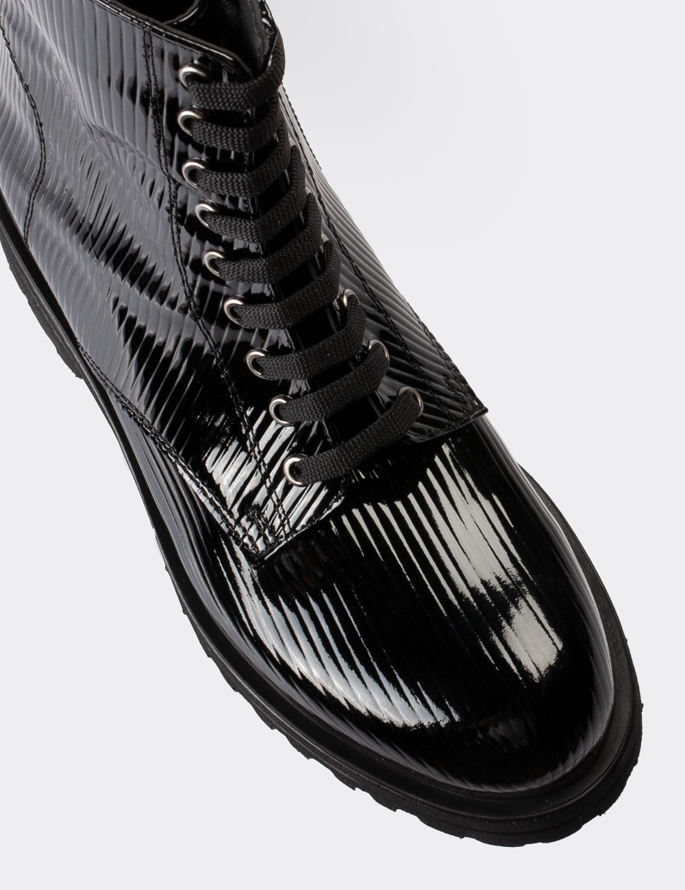 Black Patent Leather Postal Boots - 01814ZSYHE03