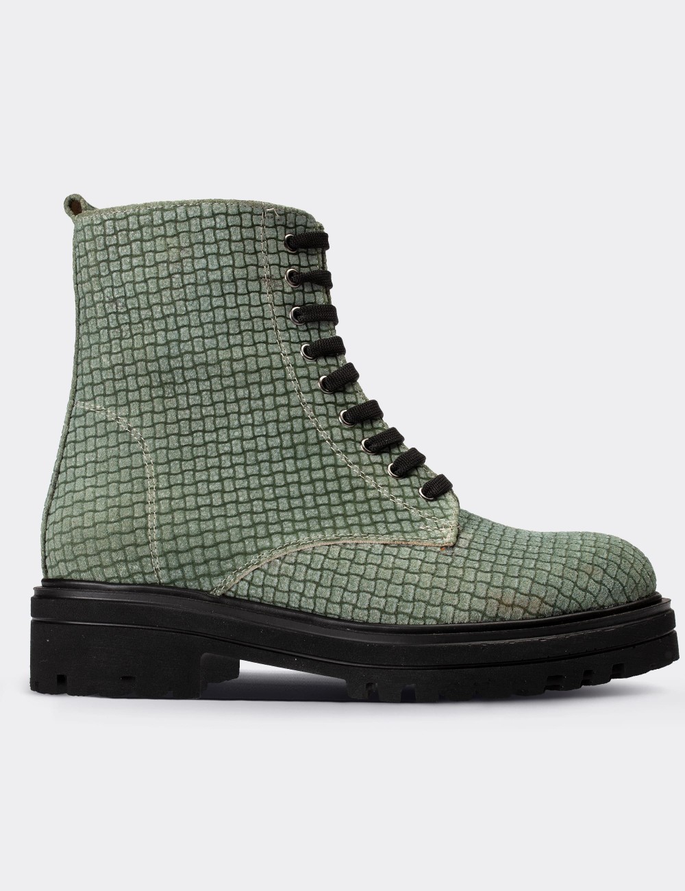 Green Nubuck Leather Postal Boots - 01814ZYSLE01