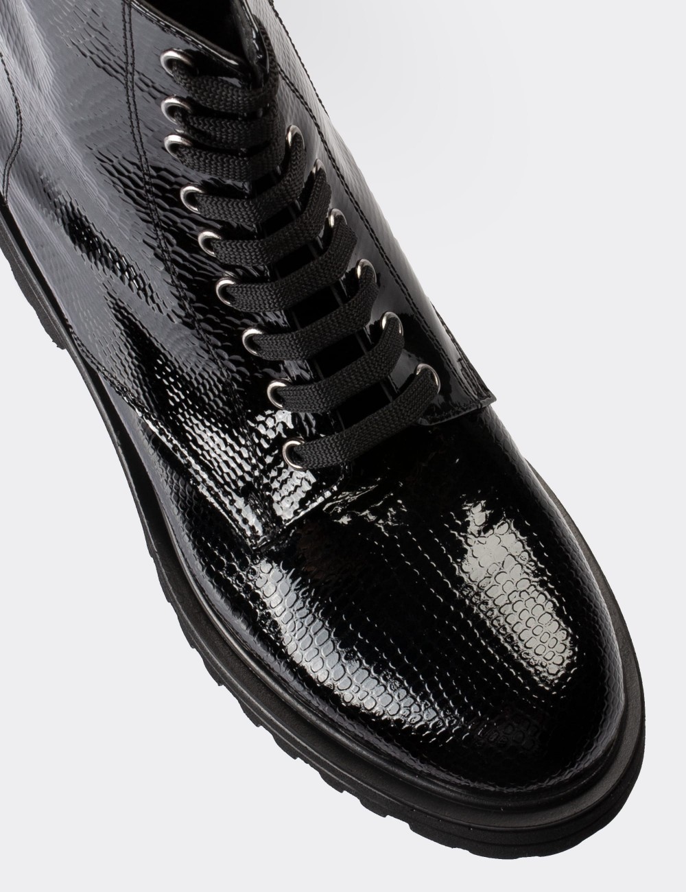 Black Patent Leather Postal Boots - 01814ZSYHE02