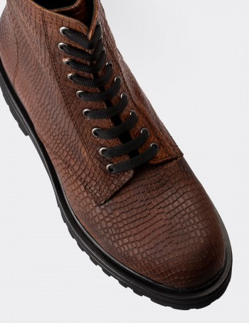 Tan Nubuck Leather Postal Boots - 01814ZTBAE03