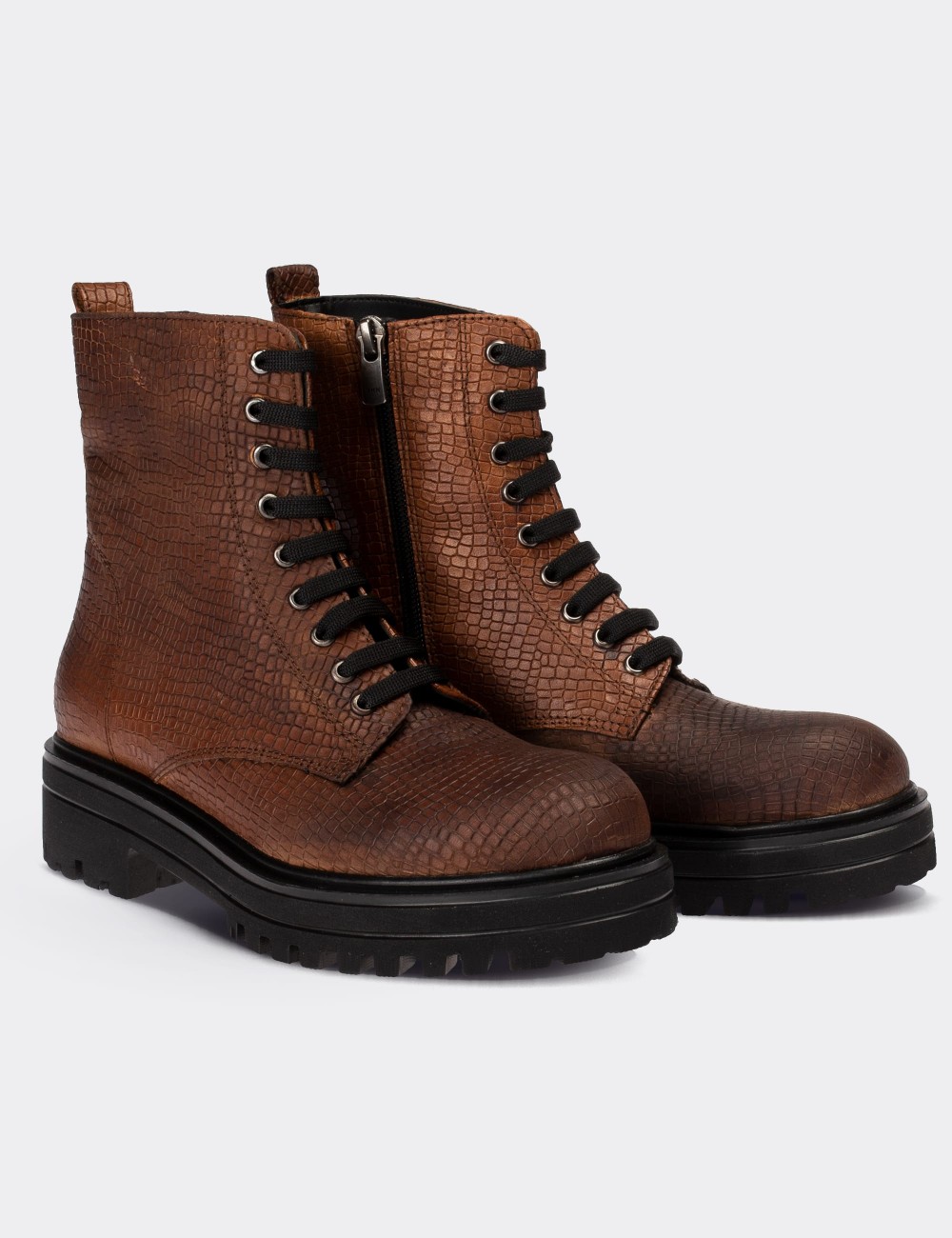 Tan Nubuck Leather Postal Boots - 01814ZTBAE03