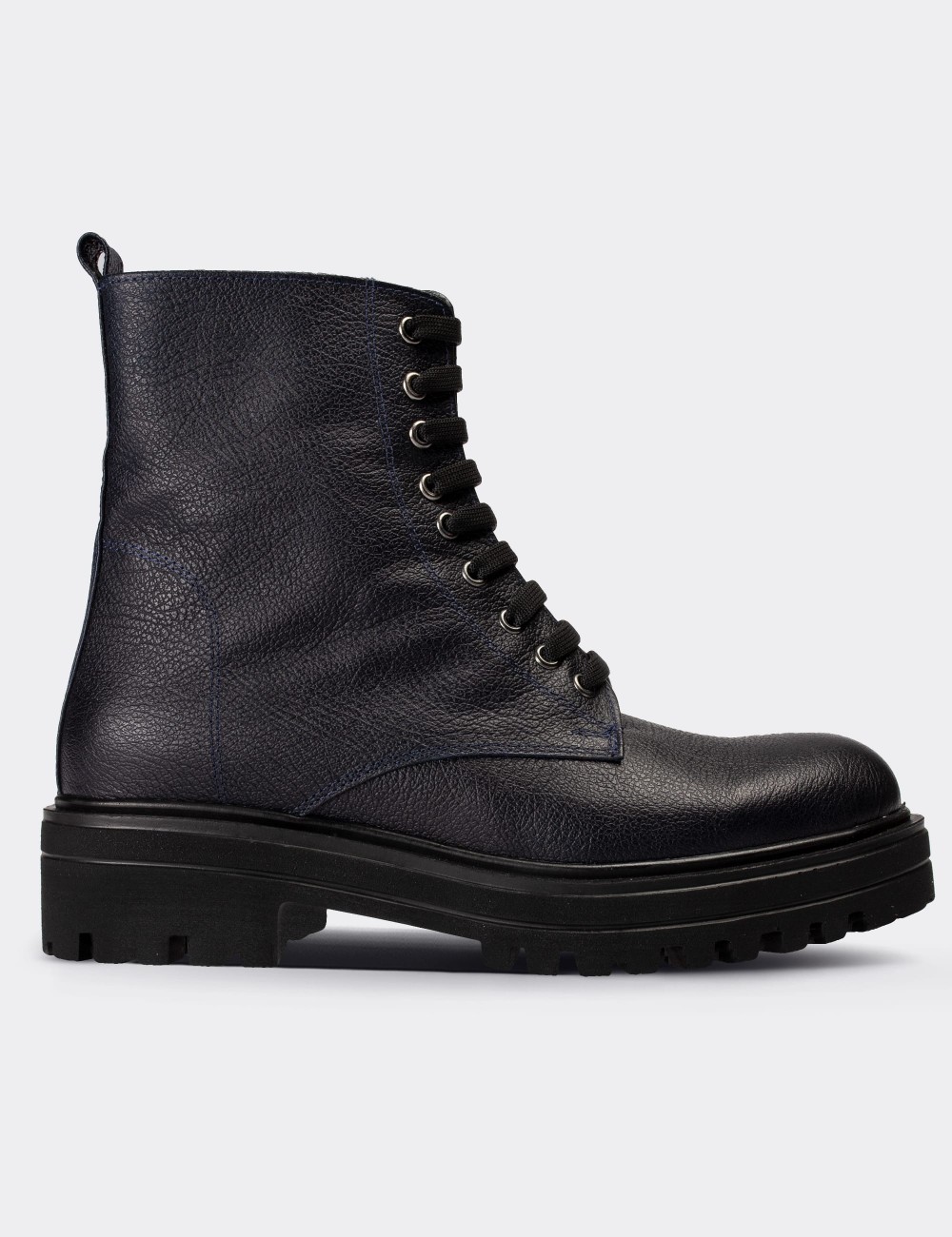 Navy  Leather Postal Boots - 01814ZMVIE05