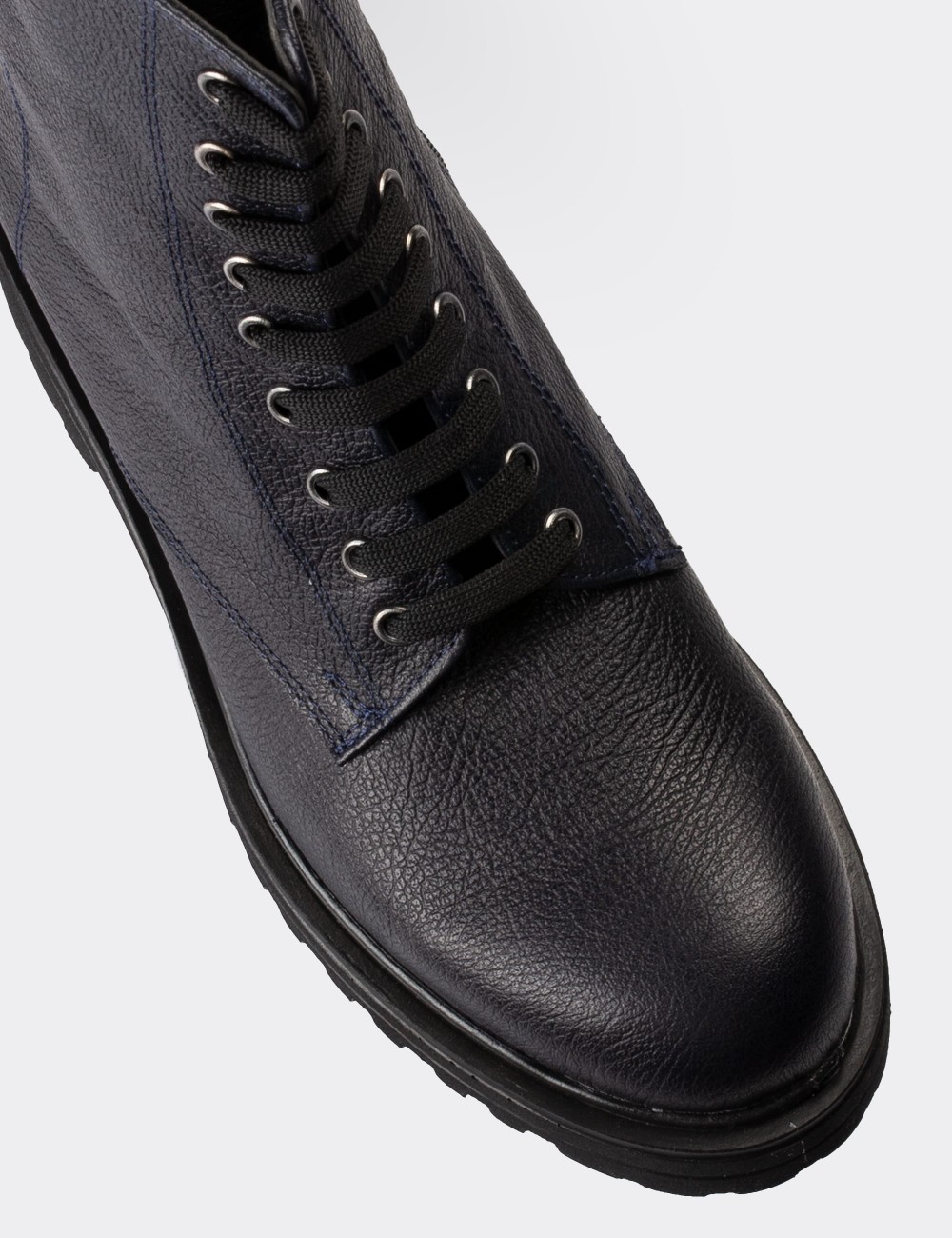 Navy  Leather Postal Boots - 01814ZMVIE05