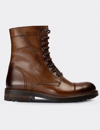 Tan  Leather Postal Boots - 01857MTBAC01