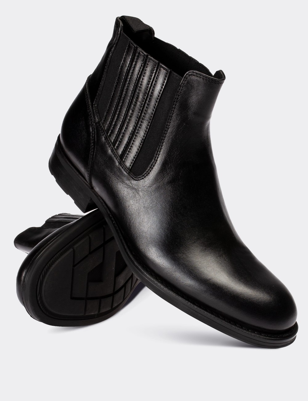 Black  Leather Chelsea Boots - 01748MSYHC02