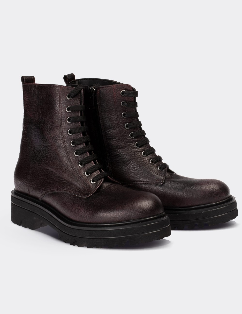 Brown  Leather Postal Boots - 01814ZKHVE03