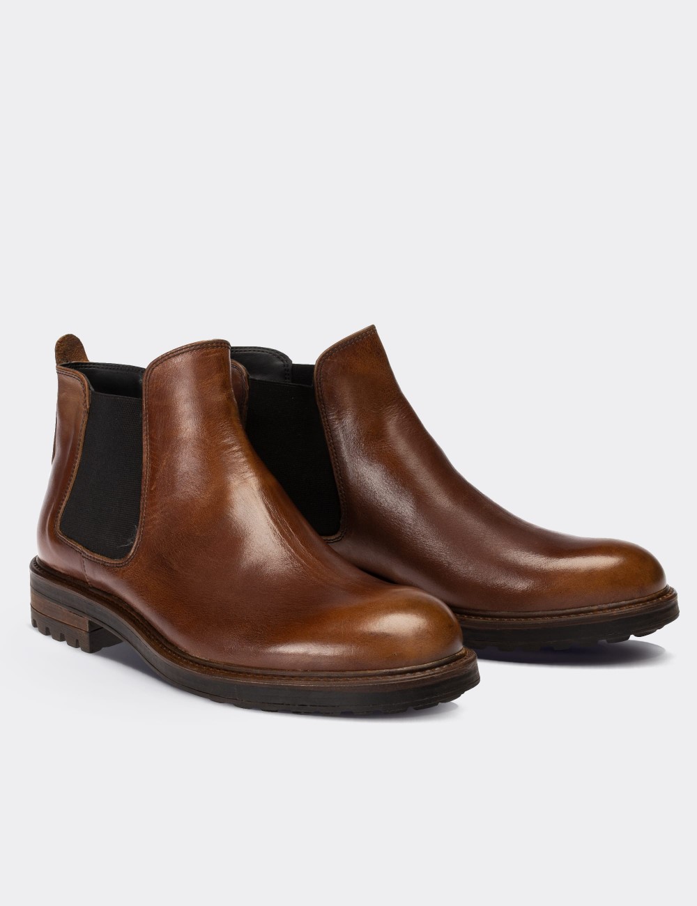 Tan  Leather Chelsea Boots - 01620MTBAC11
