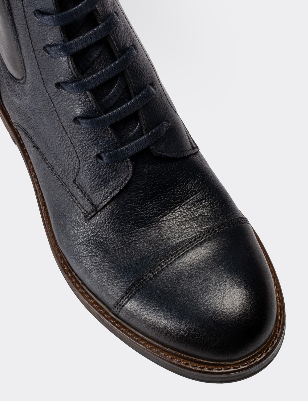 Navy  Leather Boots - 01752MLCVC04