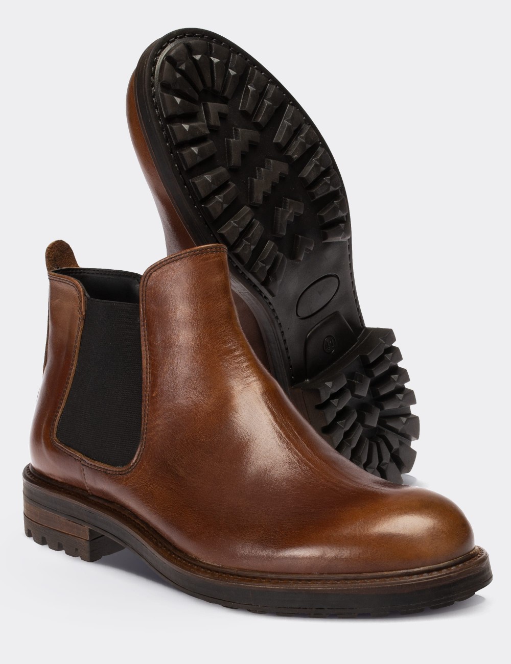 Tan  Leather Chelsea Boots - 01620MTBAC11