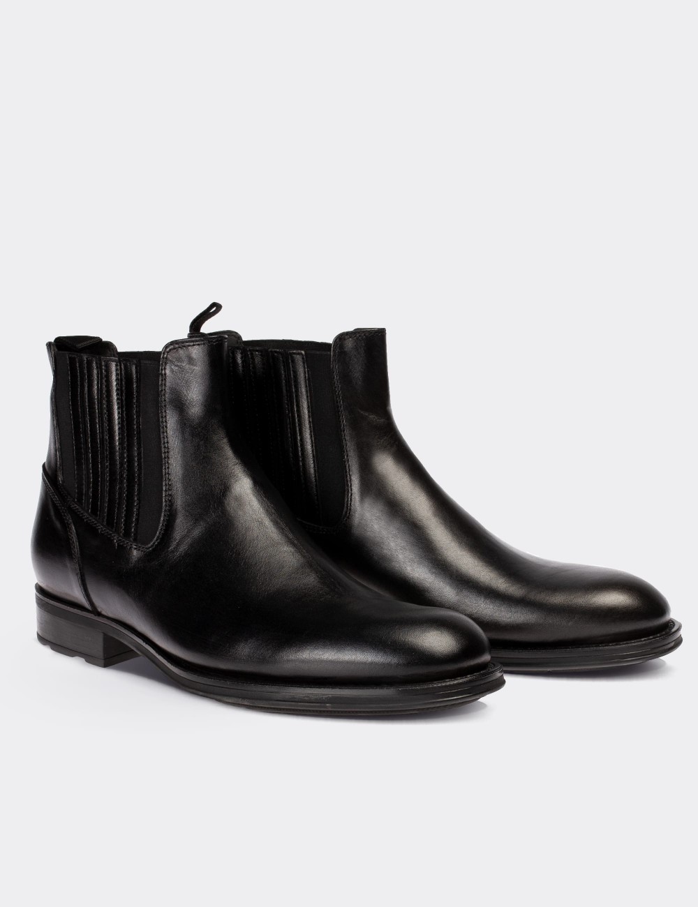 Black  Leather Chelsea Boots - 01748MSYHC02
