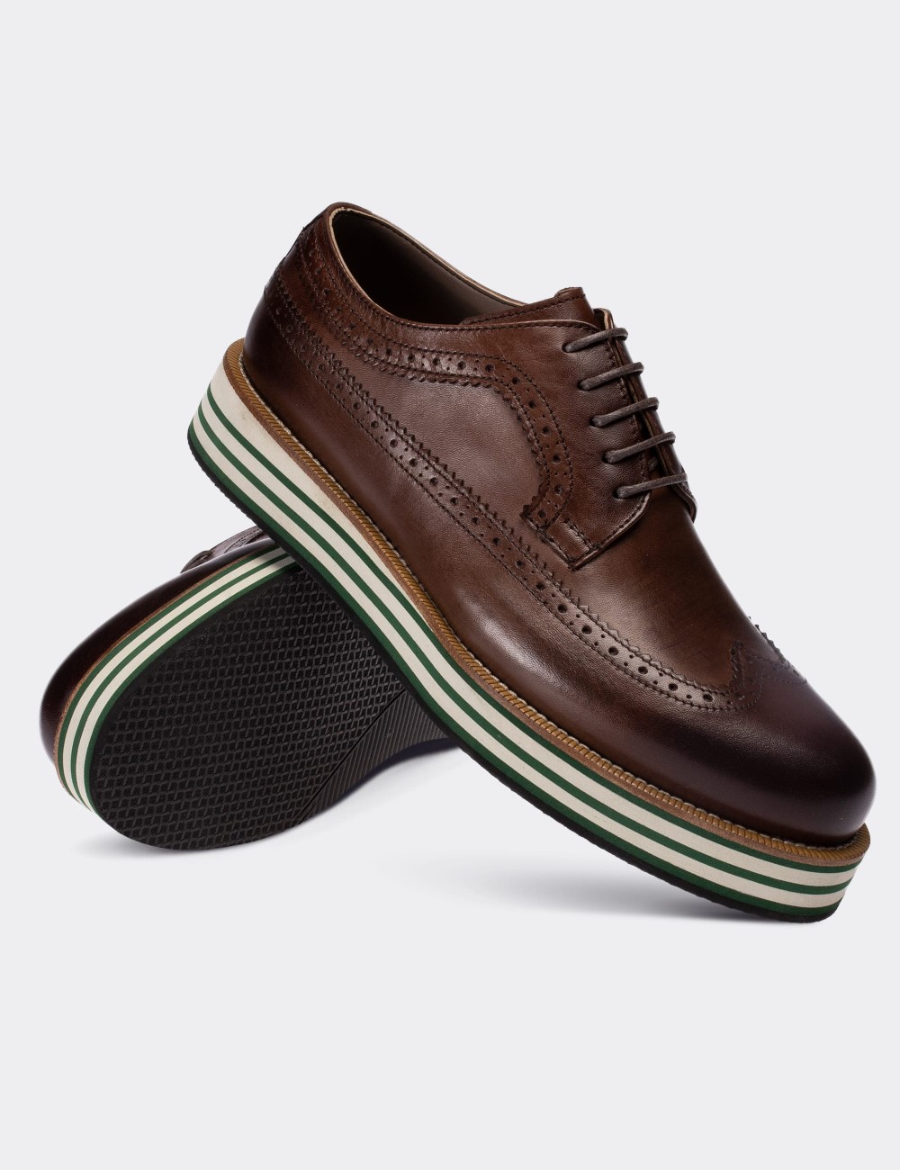 Brown  Leather Lace-up Shoes - 01293MKHVE28
