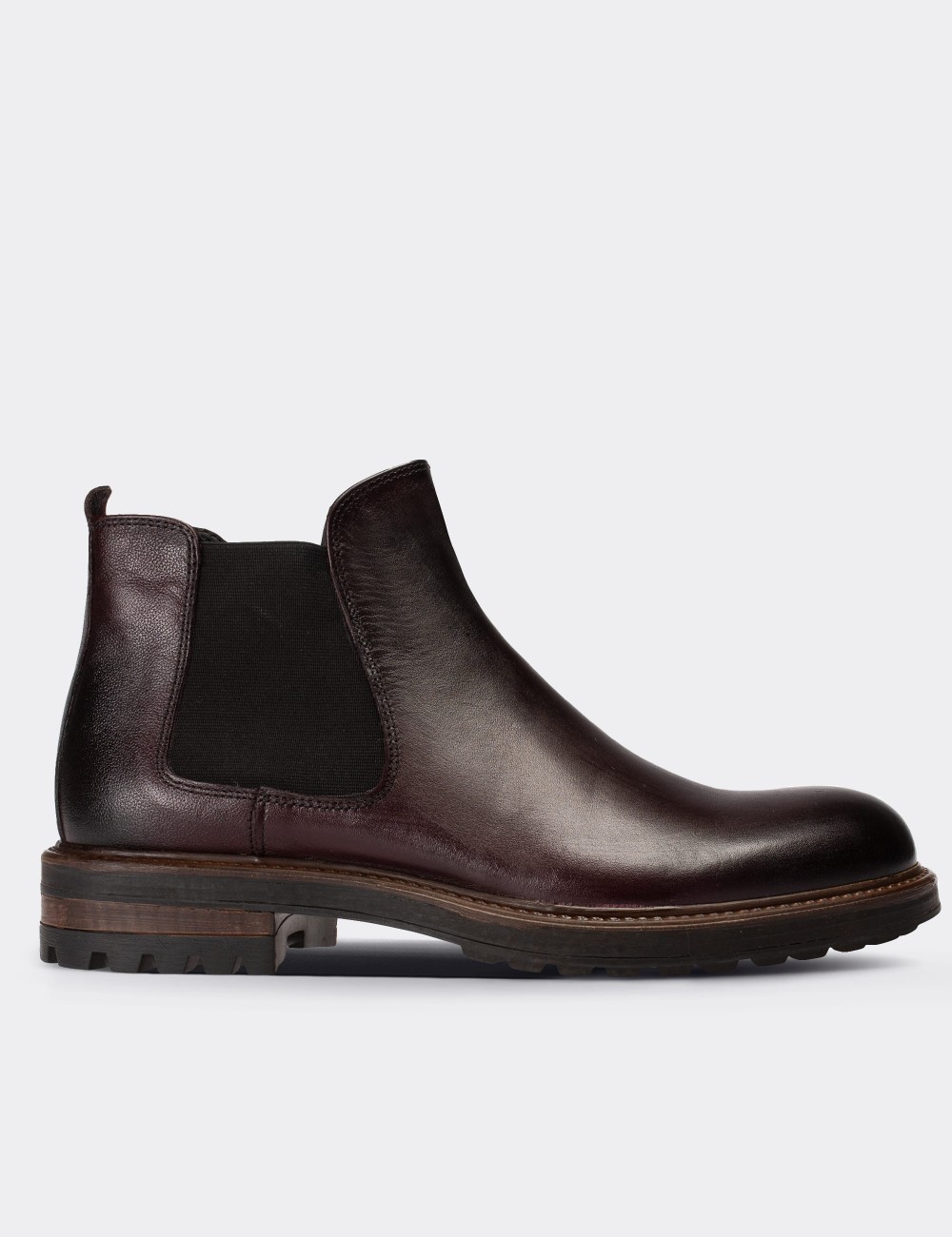 Burgundy  Leather Chelsea Boots - 01620MBRDC04