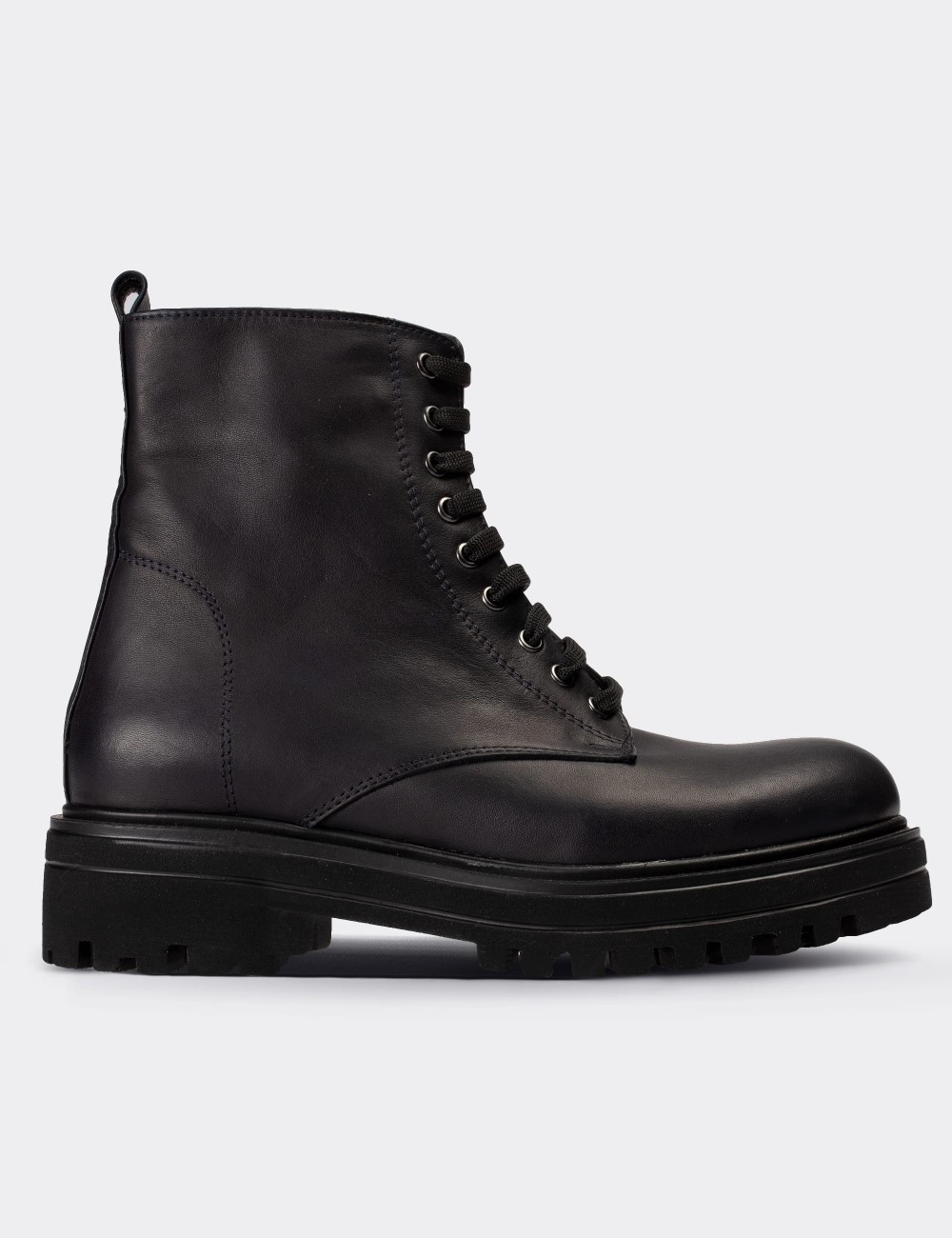 Black  Leather Postal Boots - 01814ZSYHE07