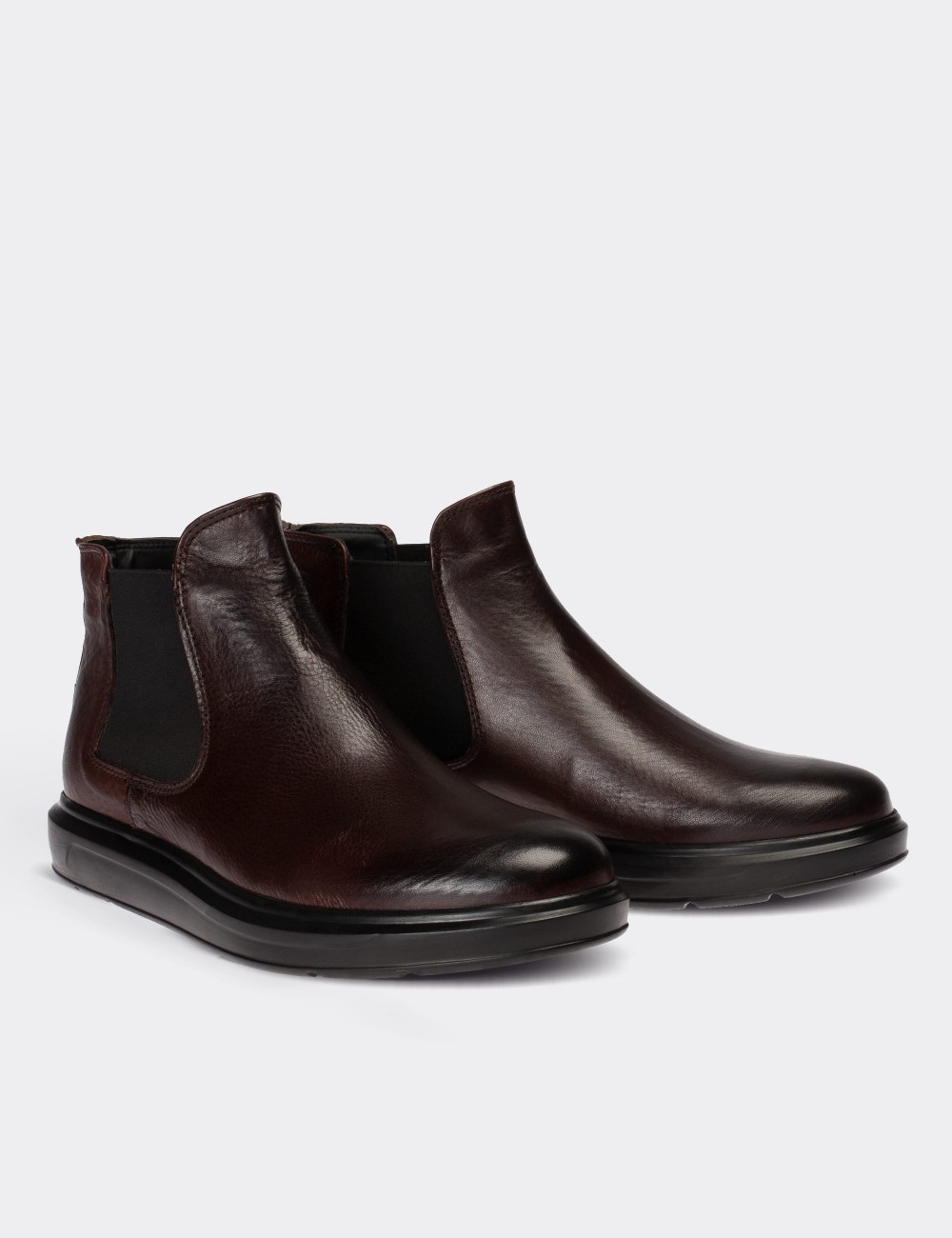 Brown  Leather Comfort Chelsea Boots - 01620MKHVP05