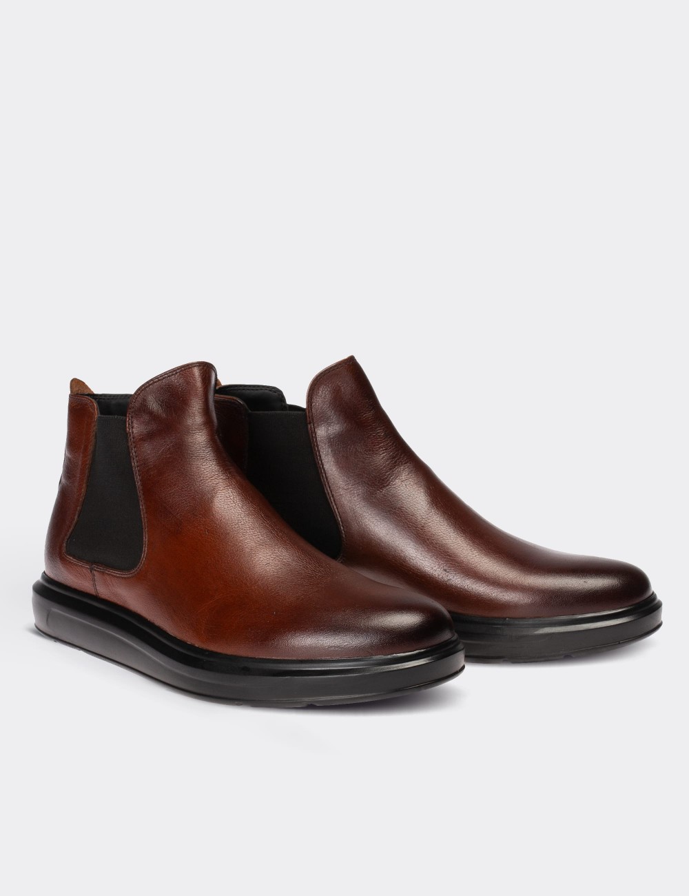 Brown  Leather Comfort Chelsea Boots - 01620MKHVP03
