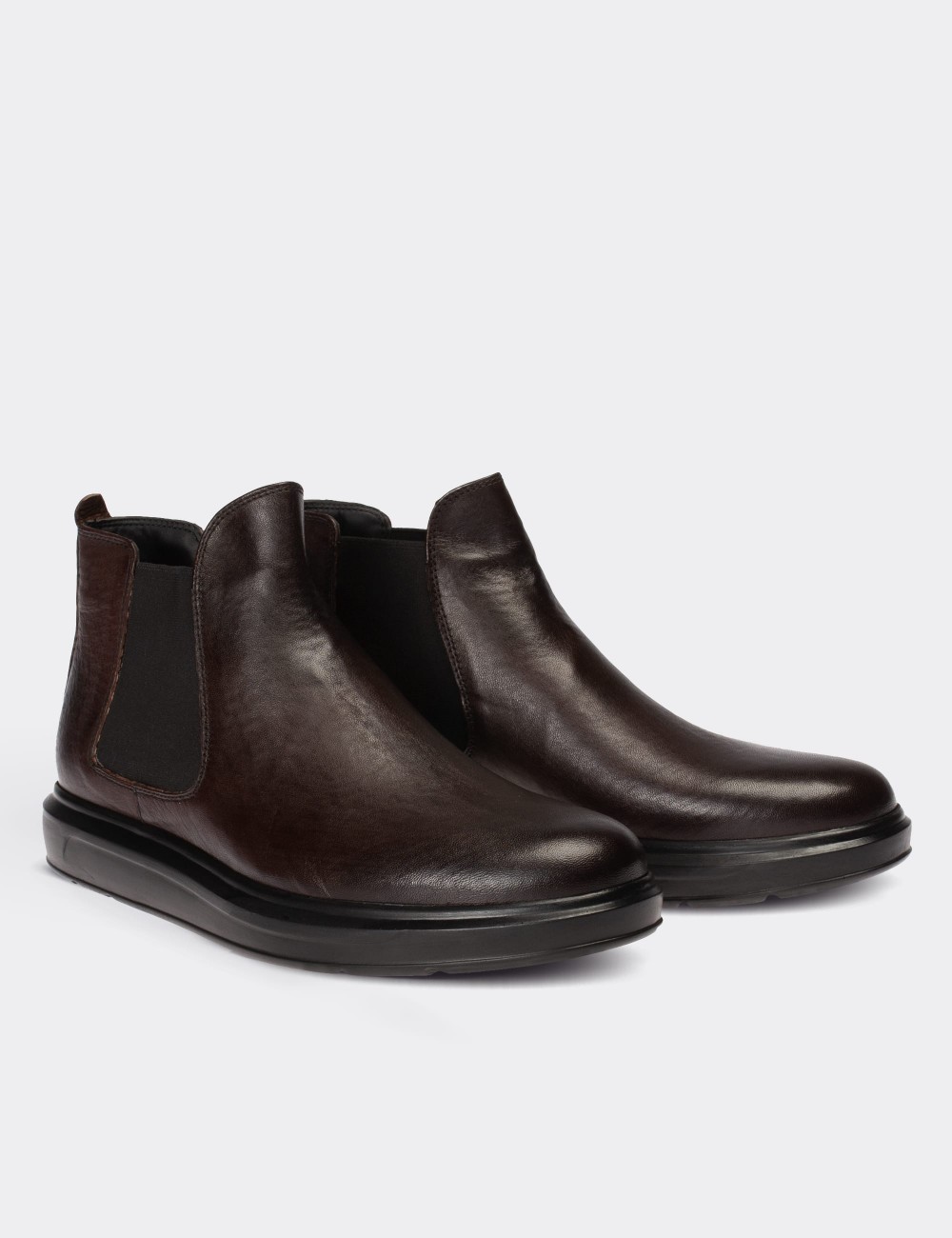 Brown  Leather Comfort Chelsea Boots - 01620MKHVP04