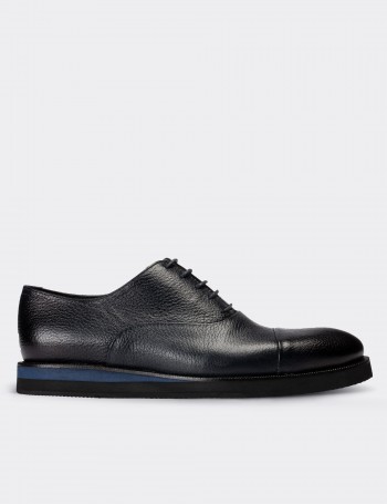 Navy  Leather Lace-up Shoes - 01026MLCVE03