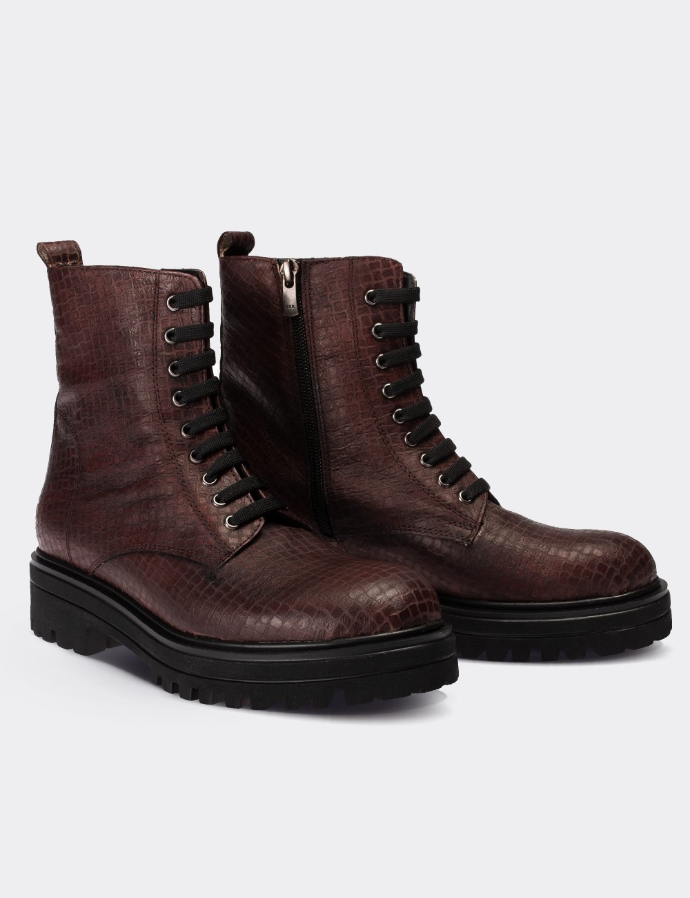 Brown  Leather Postal Boots - 01814ZKHVE17