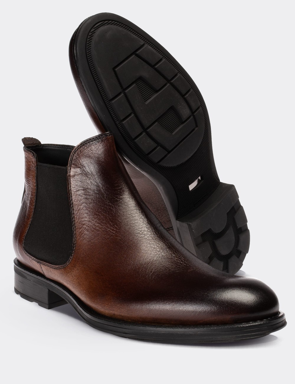 Brown  Leather Chelsea Boots - 01620MKHVC12