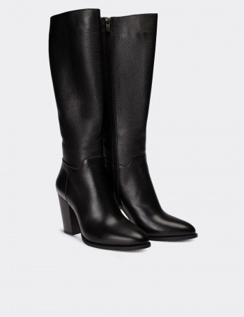 Black  Leather  Boots - E4411ZSYHC01