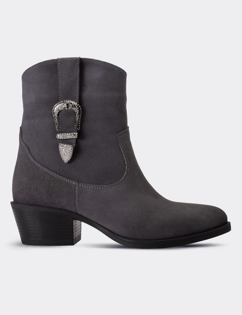 Gray Suede Leather  Boots - E9011ZGRIC01