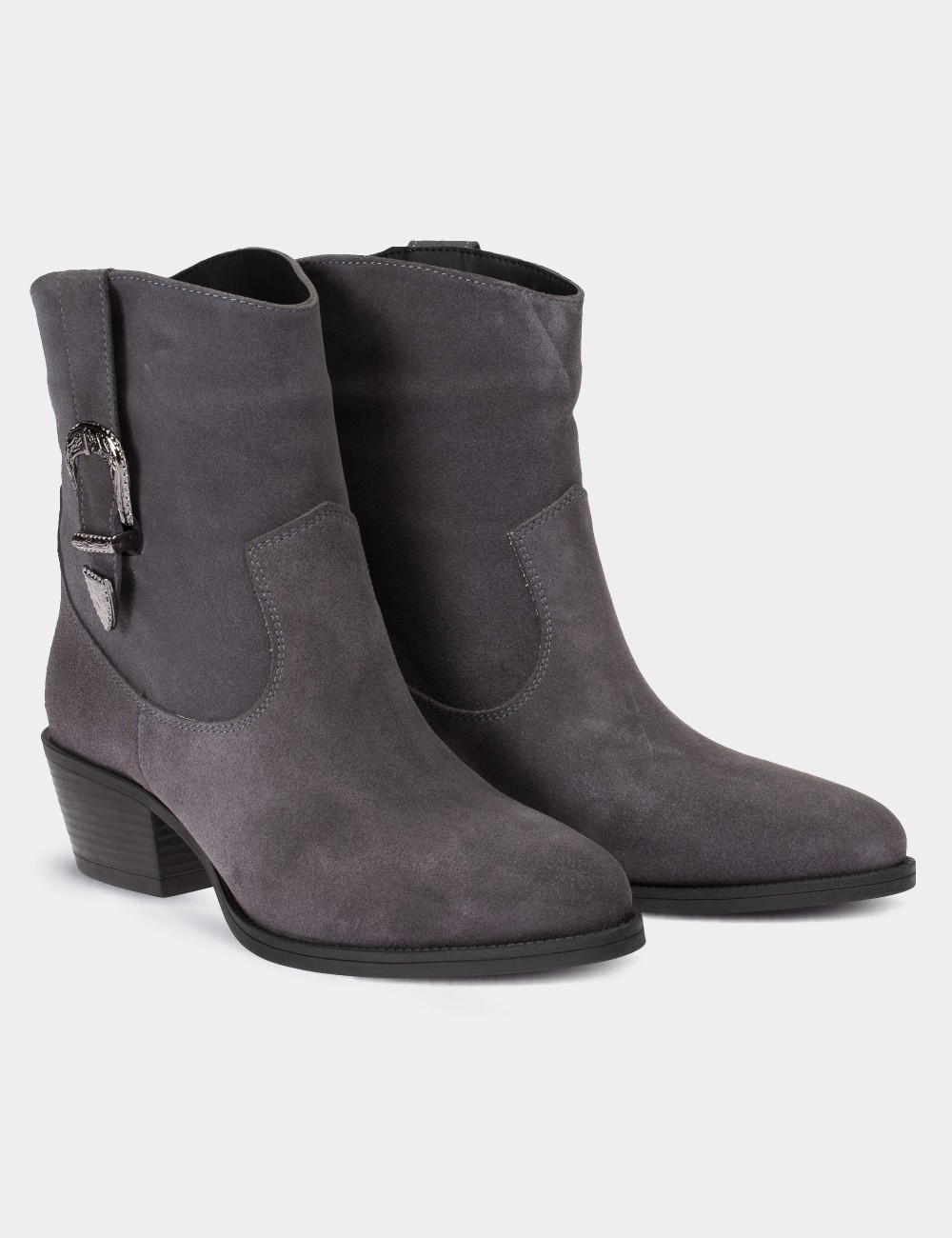 Gray Suede Leather  Boots - E9011ZGRIC01