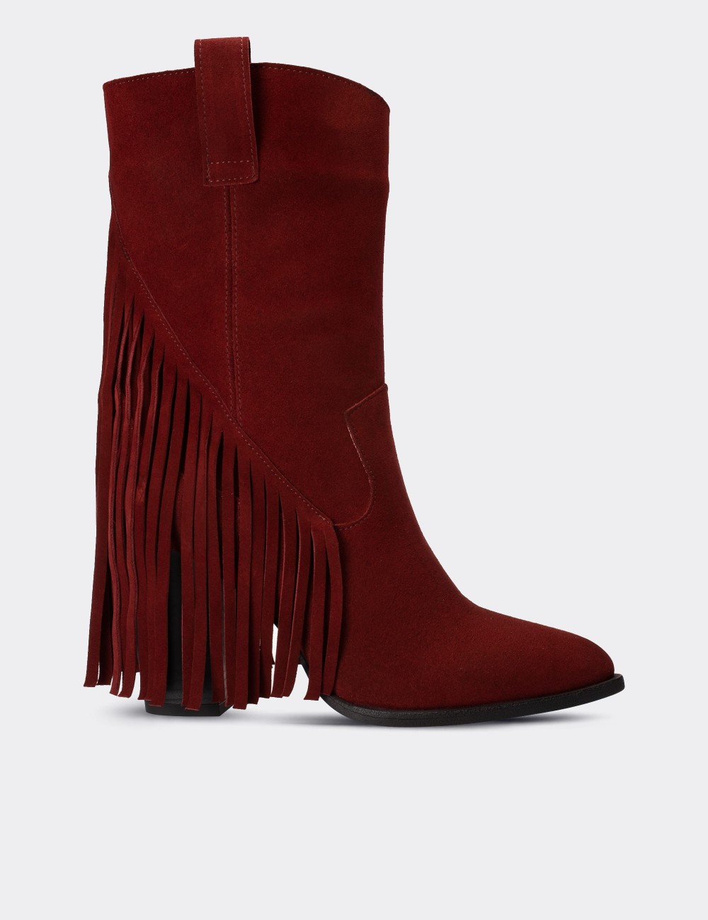 Burgundy Suede Leather Western Boots - E4467ZBRDC01