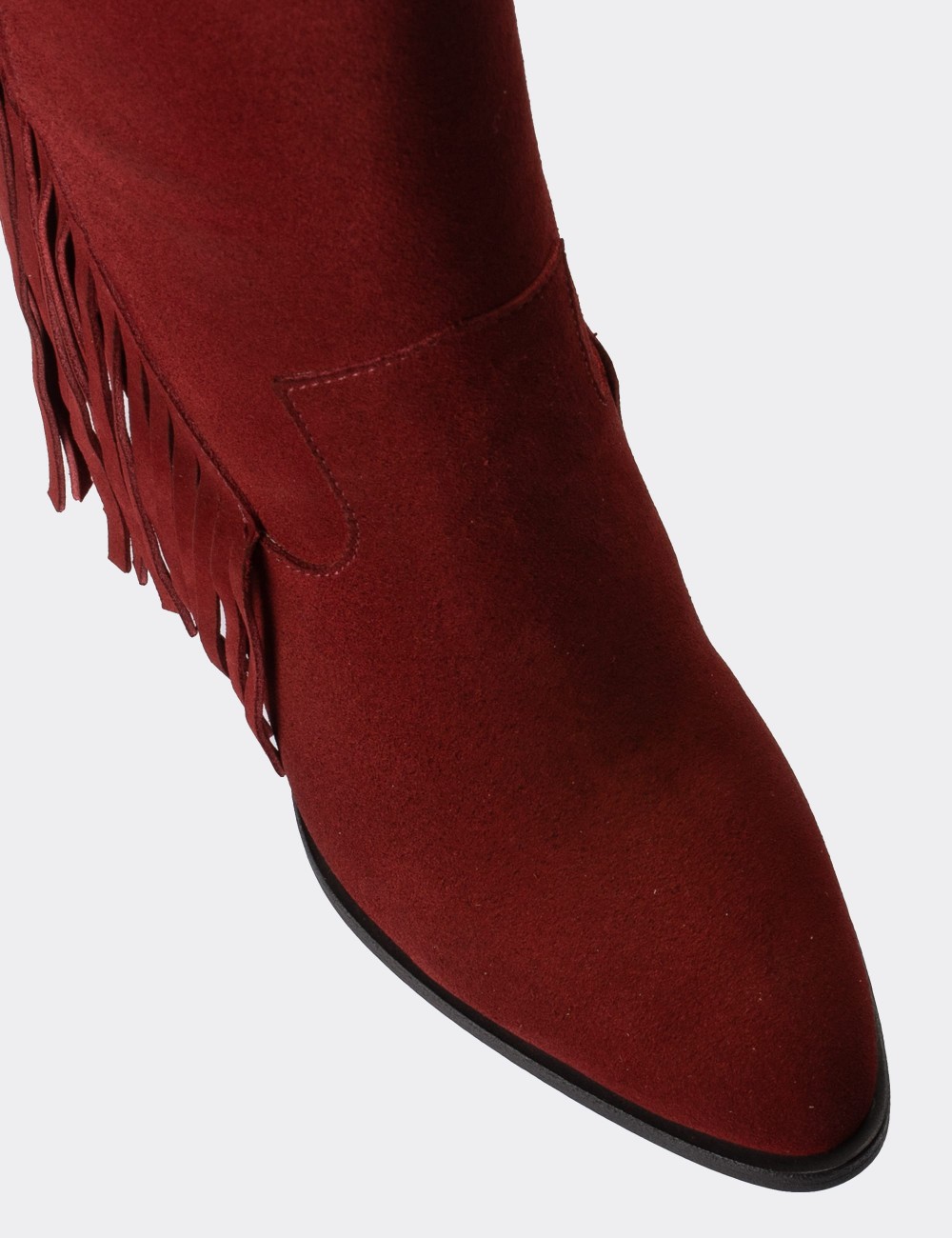 Burgundy Suede Leather Western Boots - E4467ZBRDC01