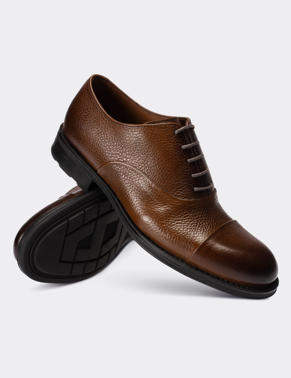 Tan  Leather Classic Shoes - 01026MTBAC03